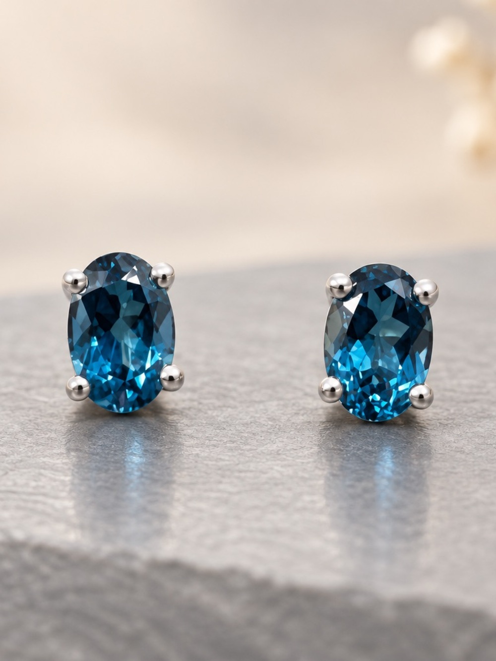 London Blue Topaz Stud 925 sterling silver earrings